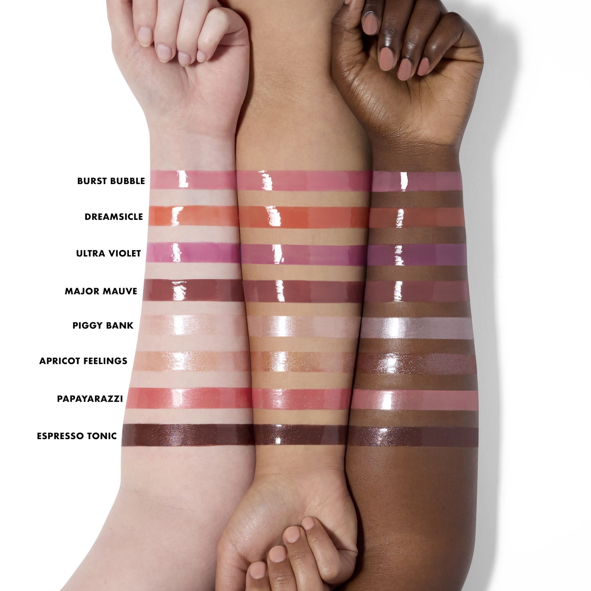 Glow Reviver Plumping Lip Oil Ultra Glossy Arm Swatches